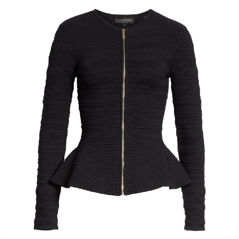 💞SOLD💞Ted Baker Deari Structured Peplum Cardigan - Picture 2 of 8